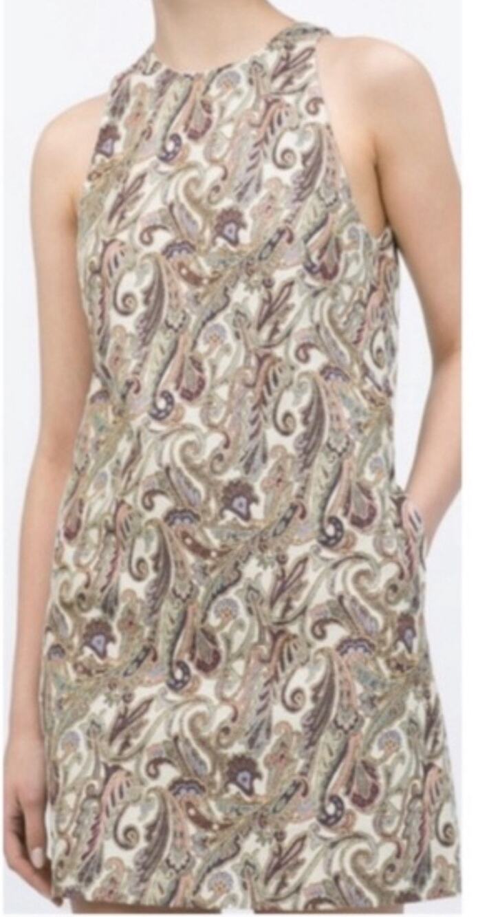 Zara Paisley Print Sleeveless A Line Dress Size S Small Multicolor